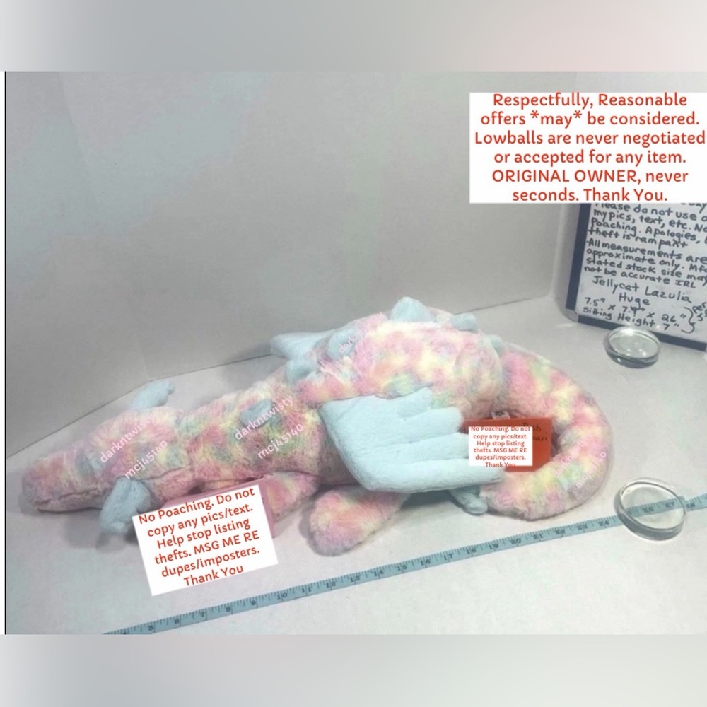 BNWT JellyCat HUGE Lazulia  Dragon MUCH BRIGHTER IRL RETIRED SIZE! AUTH RECEIPT - Picture 12 of 16